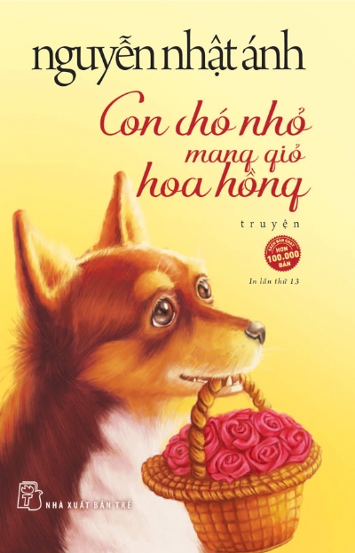 CON CHÓ NHỎ MANG GIỎ HOA HỒNG